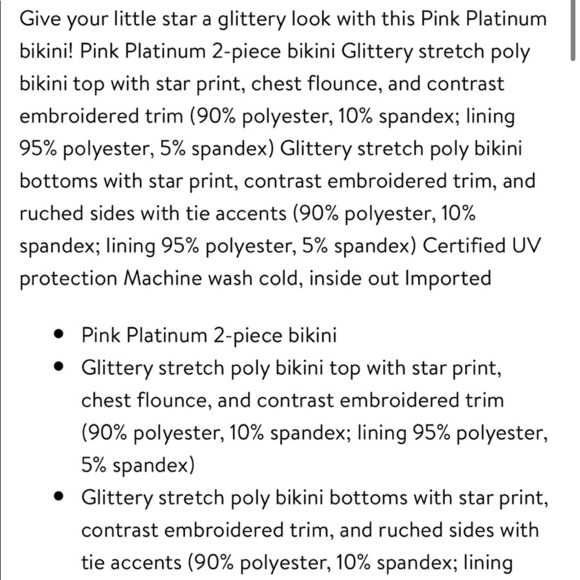 Pink Platinum NWOT Navy/Glitter Bikini with Pink - Picture 2 of 5